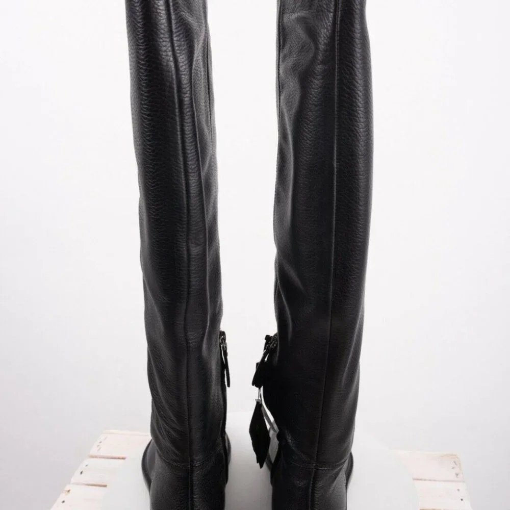 Massimo Dutti Khaite The Row ZARA Riding Boots Flat Black Knee High Leather NWT - Picture 5 of 8